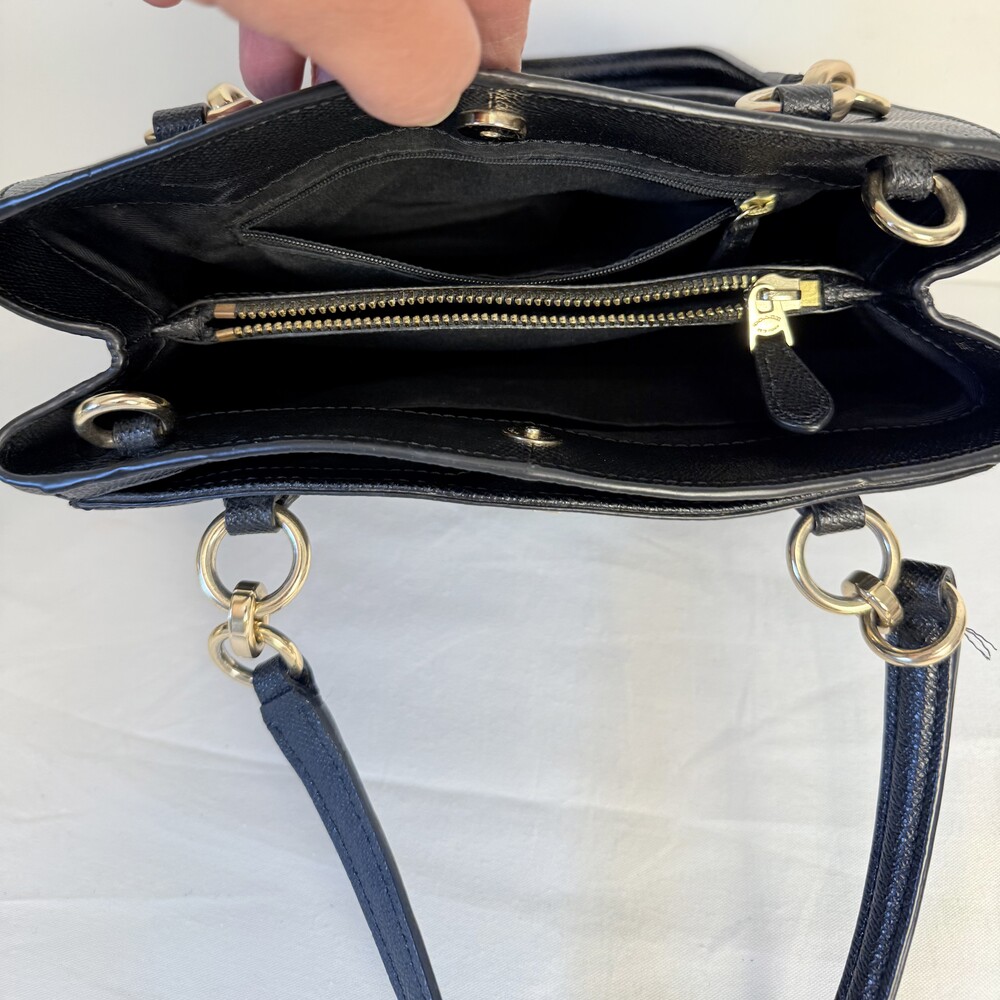 Coach Womens Black  Minetta Hardware Adjustable Strap Leather Crossbody Handbag - Picture 4 of 16